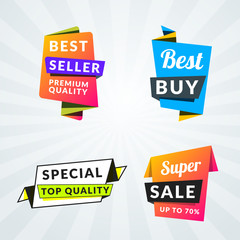 Set of sale banners and labels. Design elements for promotion. Vector illustration