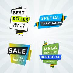 Set of sale banners and labels. Design elements for promotion. Vector illustration