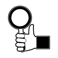 Hand with magnifying glass icon vector illustration graphic design