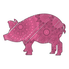 hand drawn for adult coloring pages with pig zentangle  vector illustration