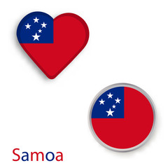 Heart and circle symbols with flag of Samoa.