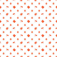 Seamless pattern on Valentines Day. Vector texture with red romantic signs on white background