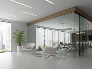 Interior of reception and meeting room 3D illustration