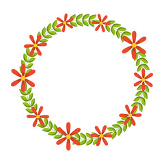 beautiful floral wreath with spring flowers leaves vector illustration