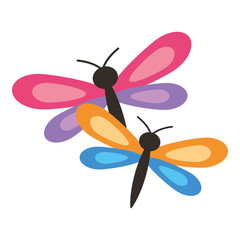 two dragonflies cute animal cartoon vector illustration