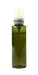 Green massage oil bottle isolated