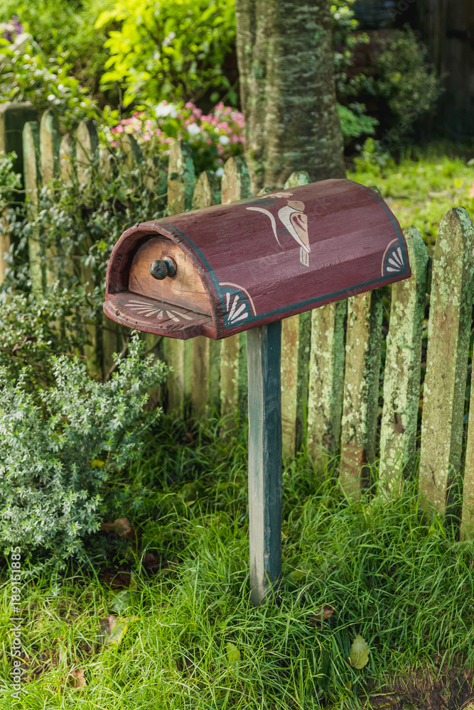 Wall mural wooden mail box