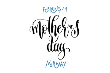 february 11 - mother's day - norway, hand lettering inscription