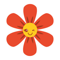 orange flower kawaii cartoon botanical icon vector illustration