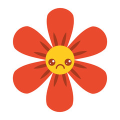 orange flower kawaii cartoon botanical icon vector illustration