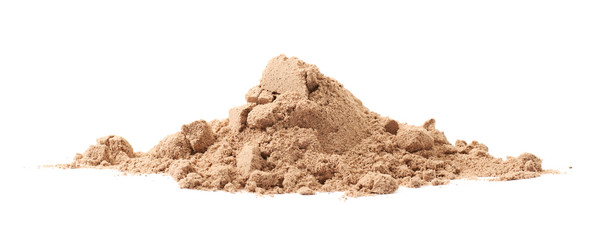 Pile of cocoa protein powder isolated - obrazy, fototapety, plakaty