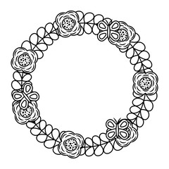 beautiful floral wreath with spring flowers leaves vector illustration outline image