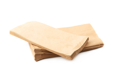 Pile of paper bags isolated