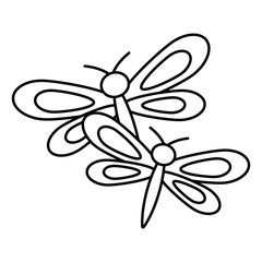 two dragonflies cute animal cartoon vector illustration outline image