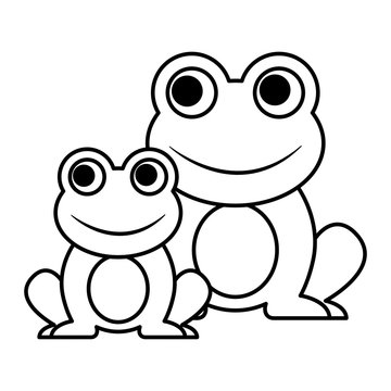 frogs cute animal sitting cartoon vector illustration outline image