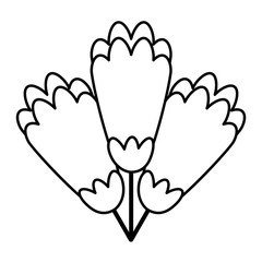 three flower natural decoration ornament image vector illustration outline image