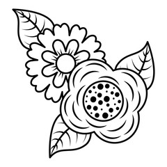 Fototapeta premium flower and leaves floral botanical natural spring image vector illustration outline design