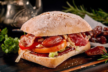 Tasty vegetable sandwich with tomatoes