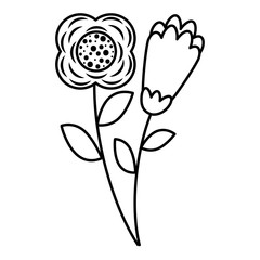 two flowers decorative spring image vector illustration outline design