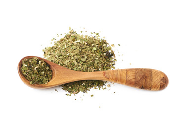 Pile of mate tea leaves isolated