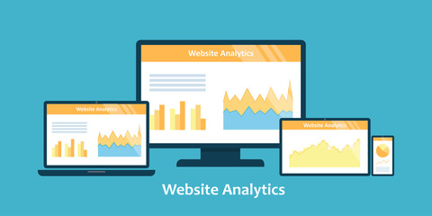 Flat design vector illustration concept of website analytics