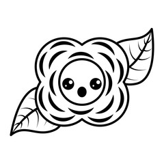 flower kawaii cartoon natural black and white image vector illustration outline image