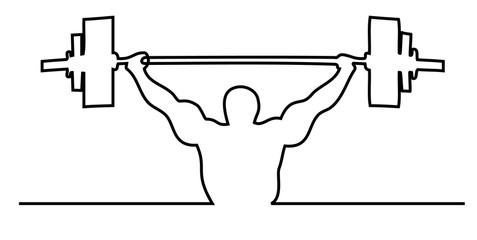 
Lifting weights one line drawing background