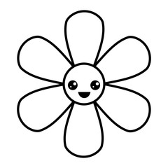  flower kawaii cartoon botanical icon vector illustration outline image
