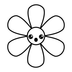  flower kawaii cartoon botanical icon vector illustration outline image