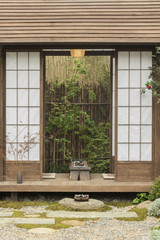 Japanese house and backyard garden