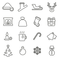 Christmas Holiday & Tradition Icons Thin Line Vector Illustration Set
