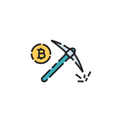 Vector Bitcoin Icon Pickaxe Design