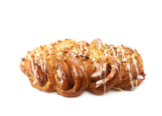 Sweet cinnamon pastry bun isolated