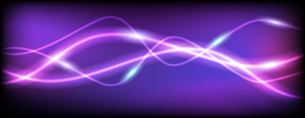 Glowing neon wave lines