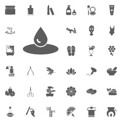oil drop icon. Spa and Recreation vector set icons. Set of 33 spa icons.