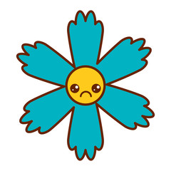 cute blue flower kawaii cartoon vector illustration