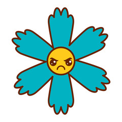cute blue flower kawaii cartoon vector illustration