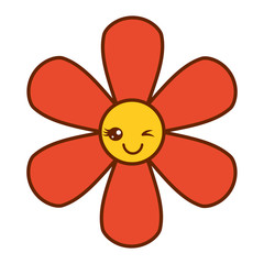 Fototapeta na wymiar orange flower kawaii cartoon botanical icon vector illustration
