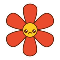 orange flower kawaii cartoon botanical icon vector illustration