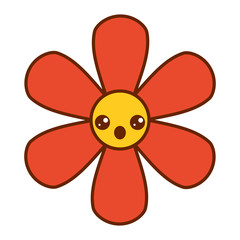orange flower kawaii cartoon botanical icon vector illustration