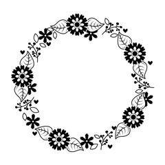 beautiful floral wreath with spring flowers leaves vector illustration outline image