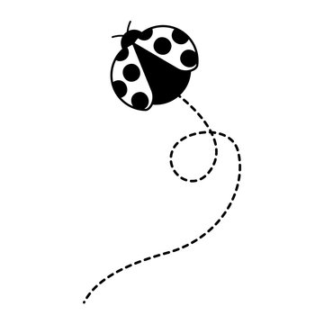 cute flying ladybug animal cartoon vector illustration