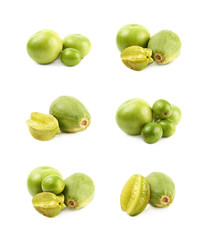 Pile of green fruits isolated