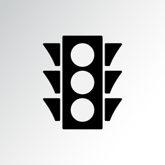 Traffic light icon. Black silhouette on gray background. Vector illustration