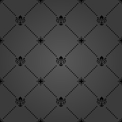 Seamless pattern. Modern geometric ornament with royal lilies. Classic vintage background