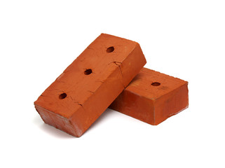 Red brick isolated on white