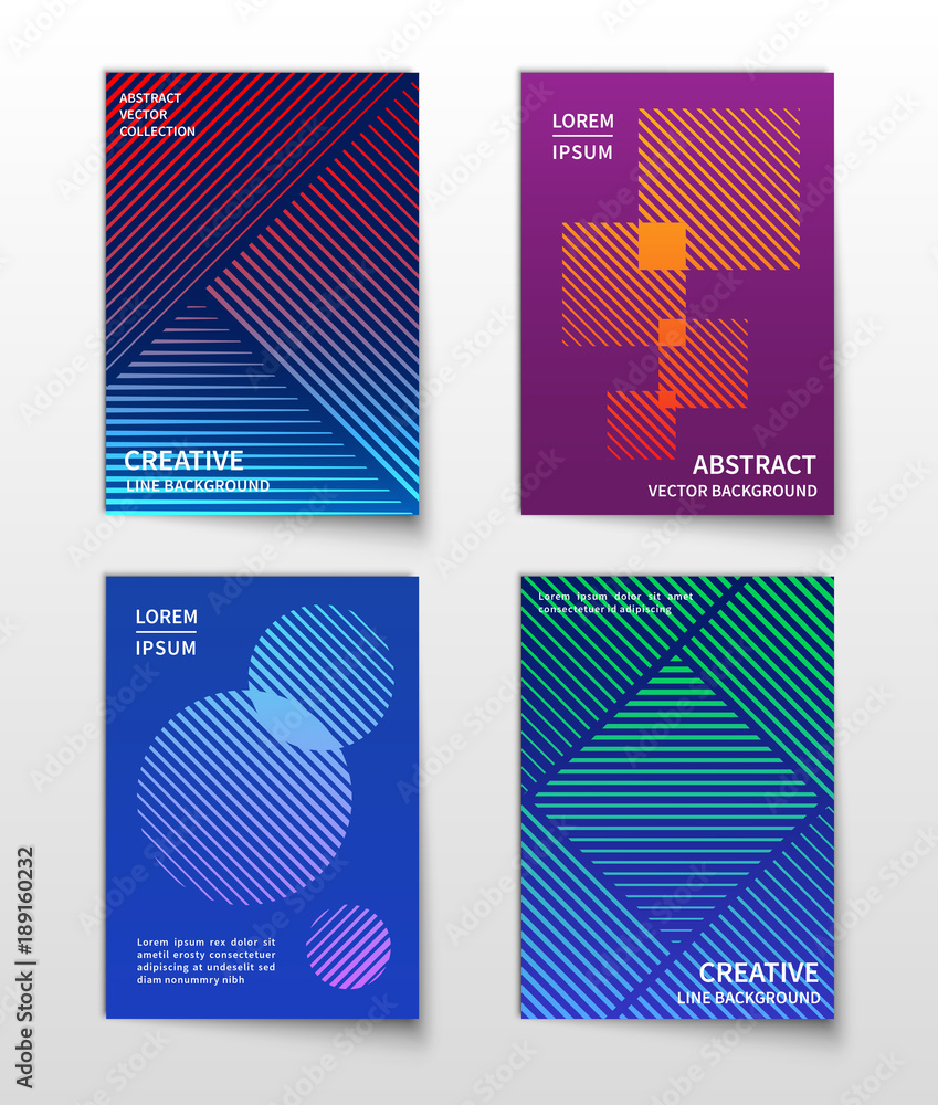 Poster minimalist line dynamic halftone. abstract geometric vector modern backgrounds set