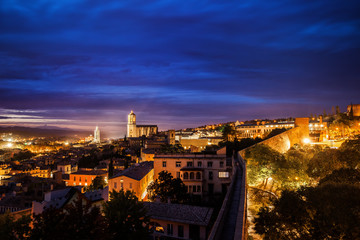 Fototapeta premium Girona City at Twilight in Catalonia, Spain