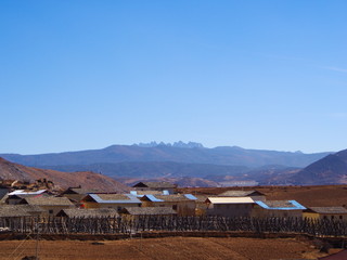A Mountain View from Songzanlin Lama Tibetan Temple in Zhongdian or Shangli La City. Travel in...