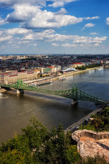 Fototapeta na wymiar Budapest City From Gellert Hill At Danube River In Hungary